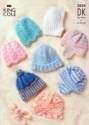 King Cole Baby Hats DK Knitting Pattern 2824